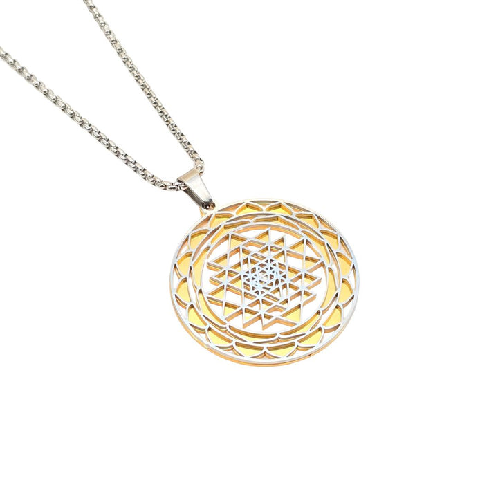 Sri Yantra 2-layer Necklace Silver-Gold - Earth Frequency Infused
