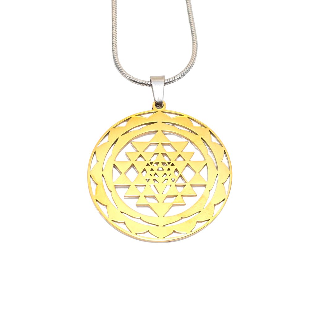 Sri Yantra 2-layer Necklace Silver-Gold - Earth Frequency Infused