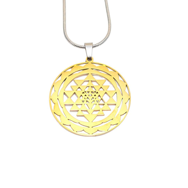 Sri Yantra 2-layer Necklace Silver-Gold - Earth Frequency Infused