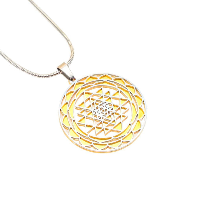 Sri Yantra 2-layer Necklace Silver-Gold - Earth Frequency Infused