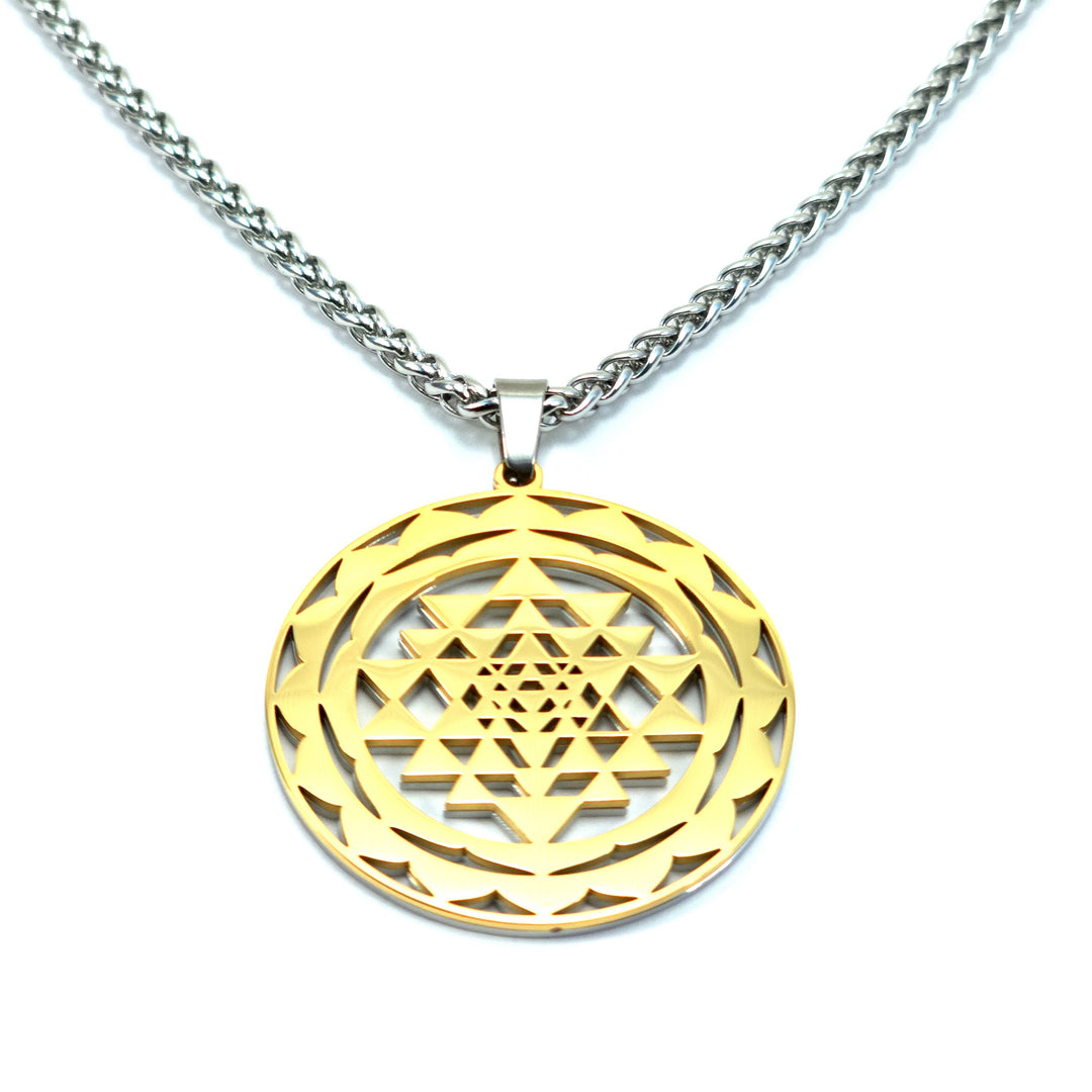 Sri Yantra 2-layer Necklace Silver-Gold - Earth Frequency Infused