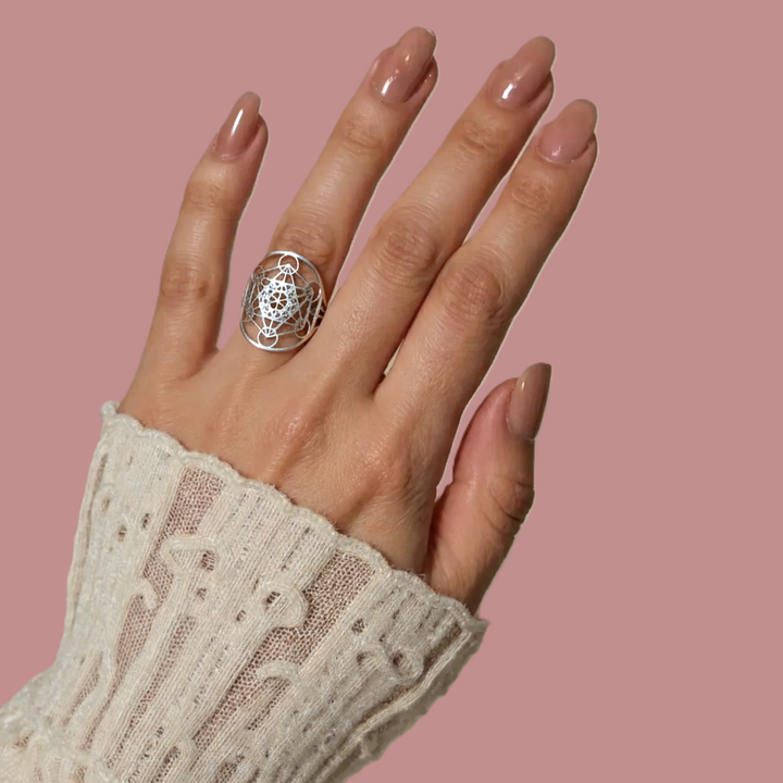 Metatron's Cube Ring with 7.83Hz Frequency
